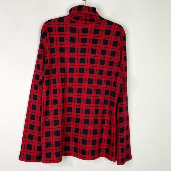 New Karen Scott Buffalo Tartan Plaid Turtleneck Top Women's Size Large - Picture 2 of 9